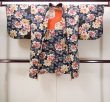 画像1: N0509G  女性用 羽織  綿   黒, 菊 【中古】 【USED】 【リサイクル】 ★☆☆☆☆ (1)