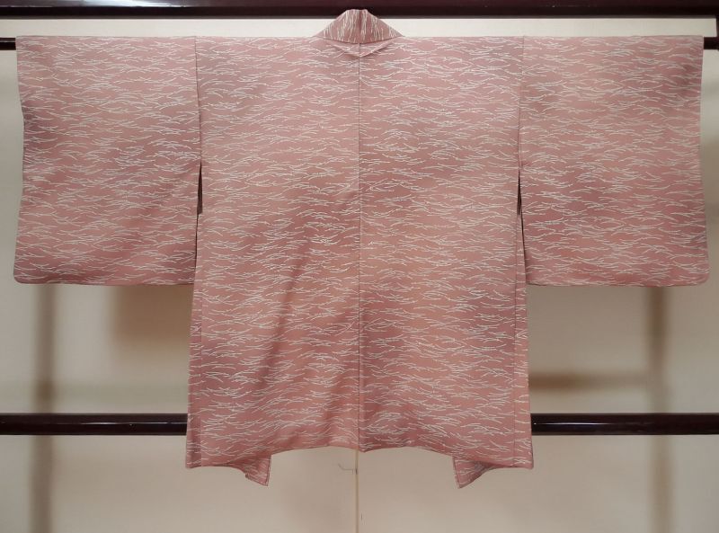 L0525K 羽織 女性用着物 松葉柄 シルク（正絹） ピンク, 毘沙門亀甲